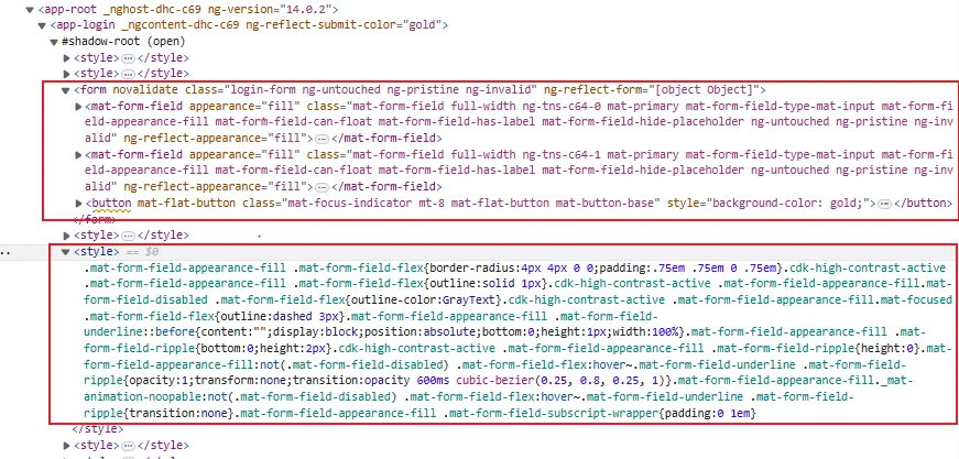 Login compoent Shadow DOM