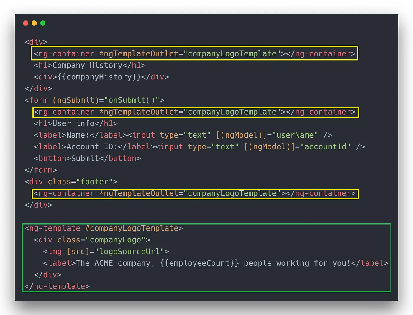 Example 1 — Template reuse