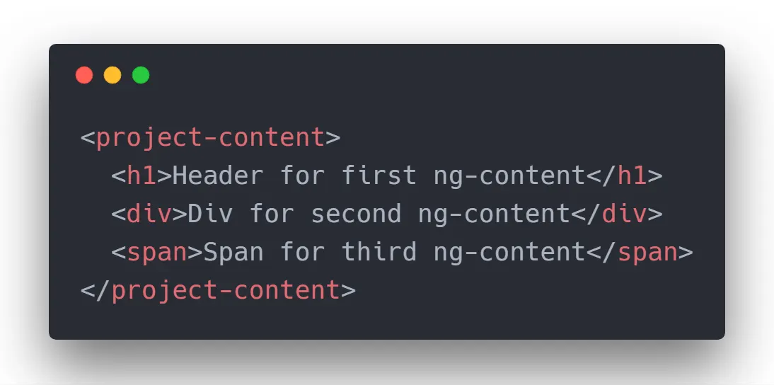 Example 2 — Calling of <project-content> component in parent component